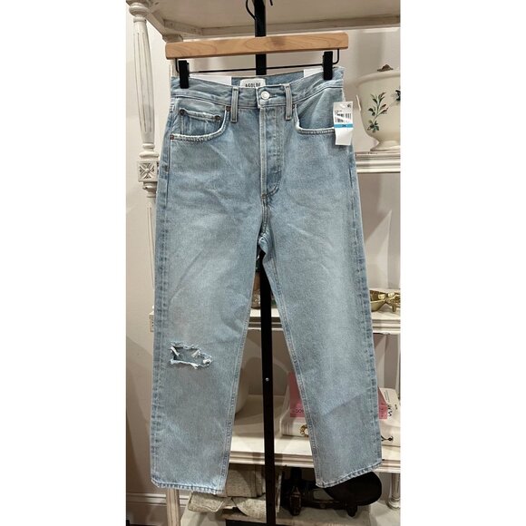 Agolde $238 90's Crop Mid Rise Loose Straight Jeans Size 24 in Segment - Picture 3 of 5